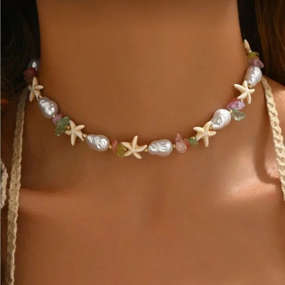 Starfish faux Pearl Choker M681